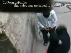 Slutty Arab cheating wife in dark hijab caught on webcam giving head